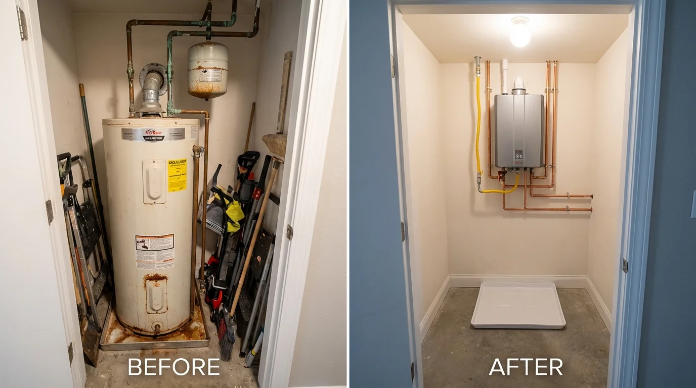 Tank water heater versus wall-mounted tankless unit comparison for Livingston, TX homeowners